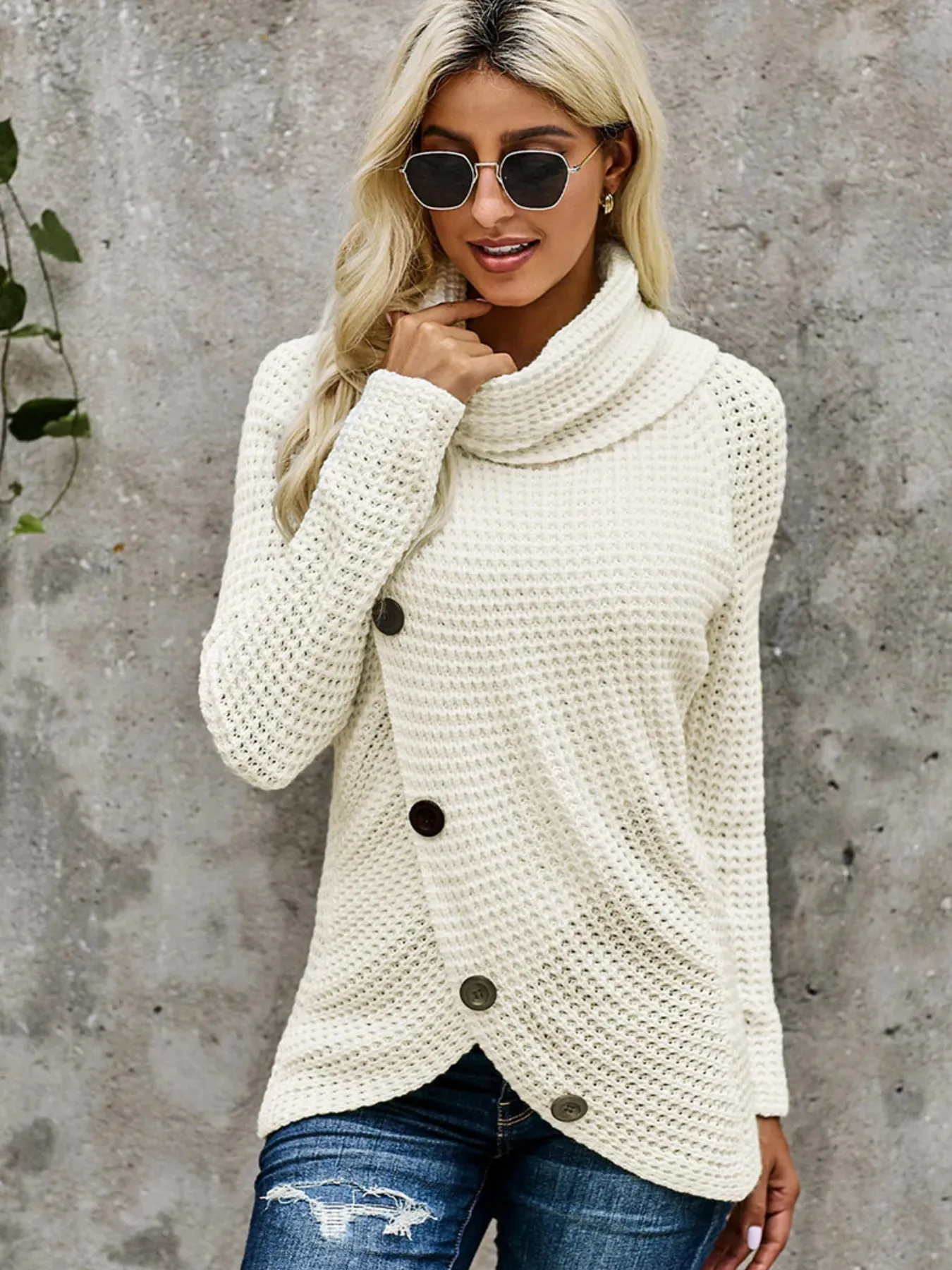 Full Size Texture Turtleneck Long Sleeve Sweater Plus Size sold by Charming Charlie