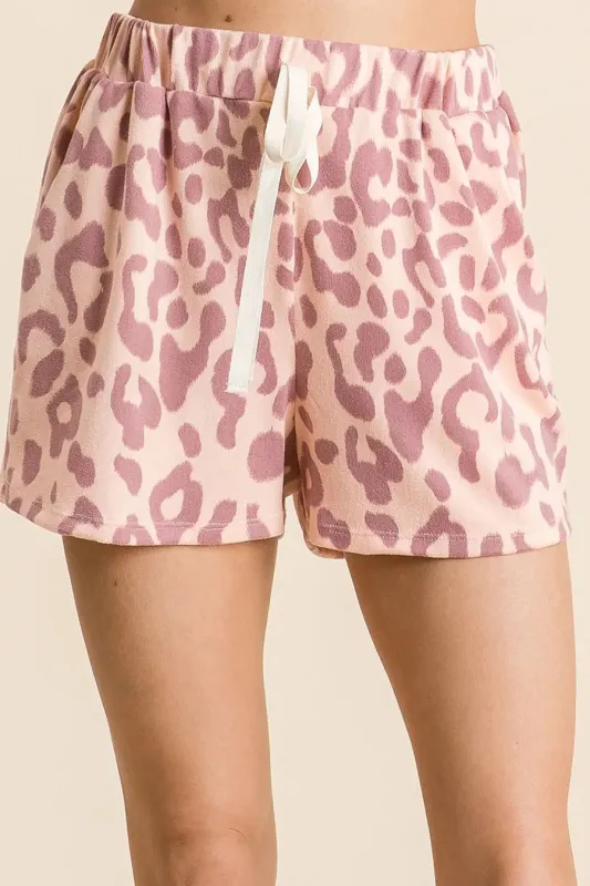 BiBi Leopard Shorts with Twill Tape Drawstring made by Trendsi