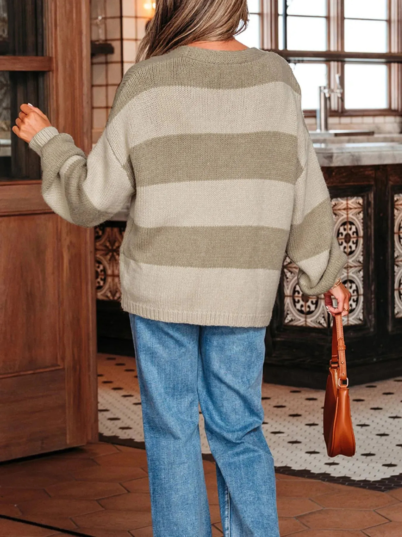 Striped Color Block Tie Front Sweater Cardigan sold by Charming Charlie product image thumbnail 4