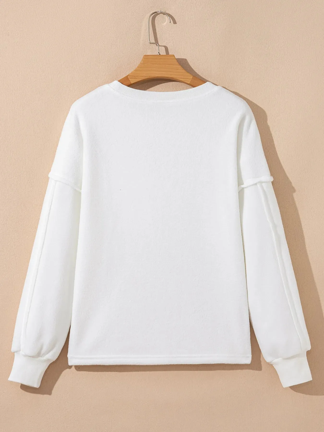 Exposed Seam Chest Pocket Knit Pullover Sweatshirt sold by Charming Charlie product image thumbnail 3