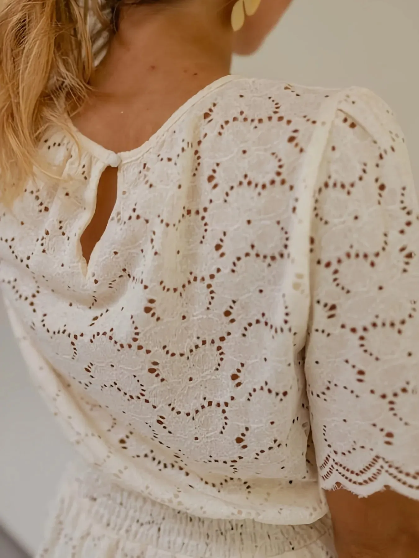 Eyelet Lace Ruffle Tiered Mini Dress sold by Charming Charlie product image thumbnail 4