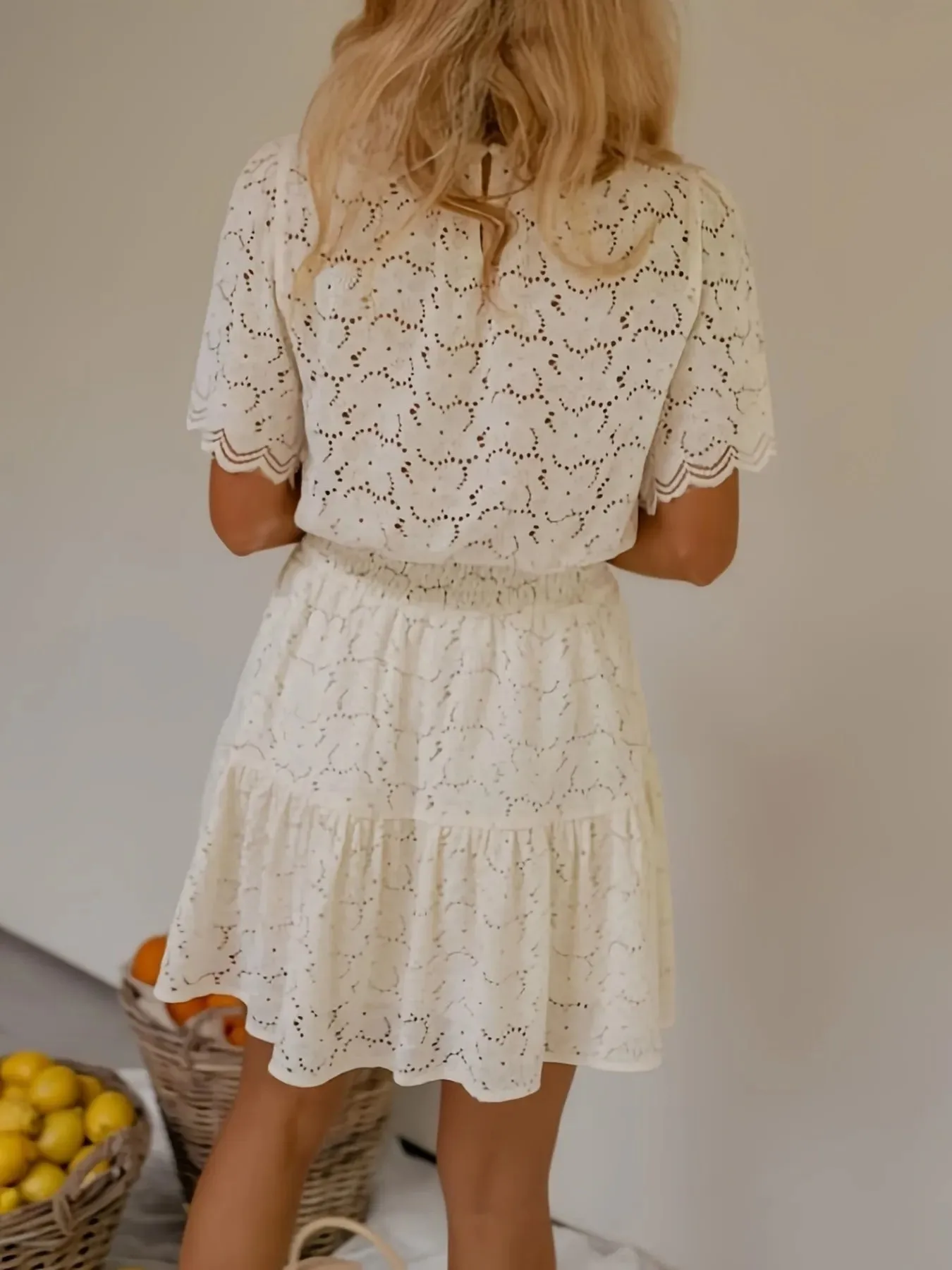 Eyelet Lace Ruffle Tiered Mini Dress sold by Charming Charlie product image thumbnail 2