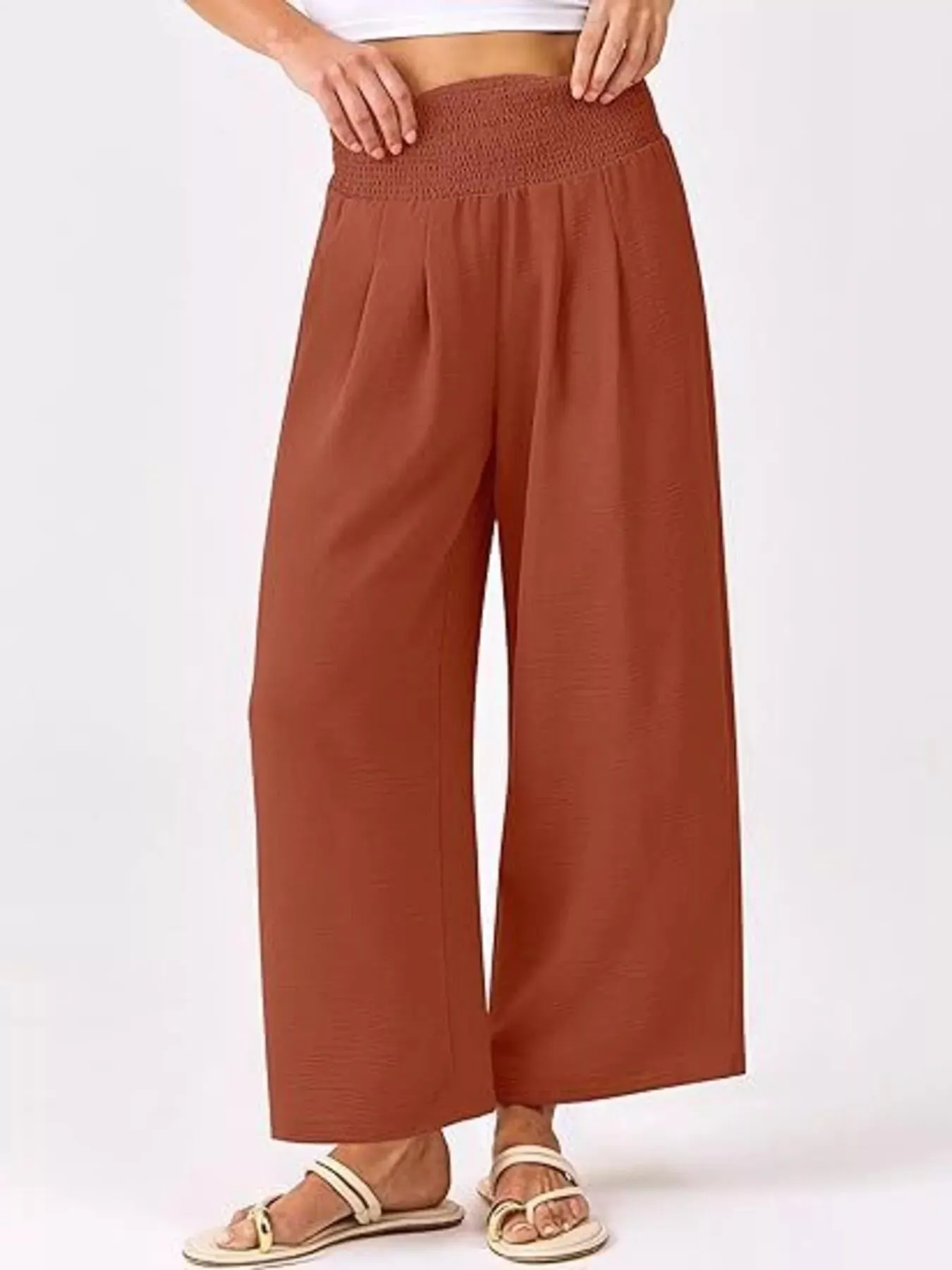 Wide Leg Smocked High Waist Pants sold by Charming Charlie