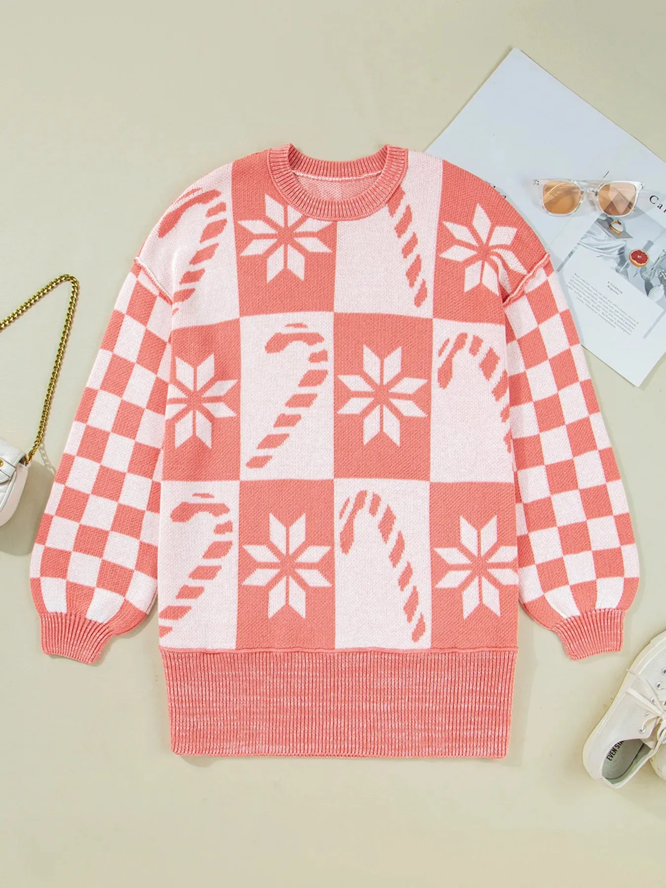 andycane Snowflake Checker Drop Shoulder Sweater sold by Charming Charlie product image thumbnail 2