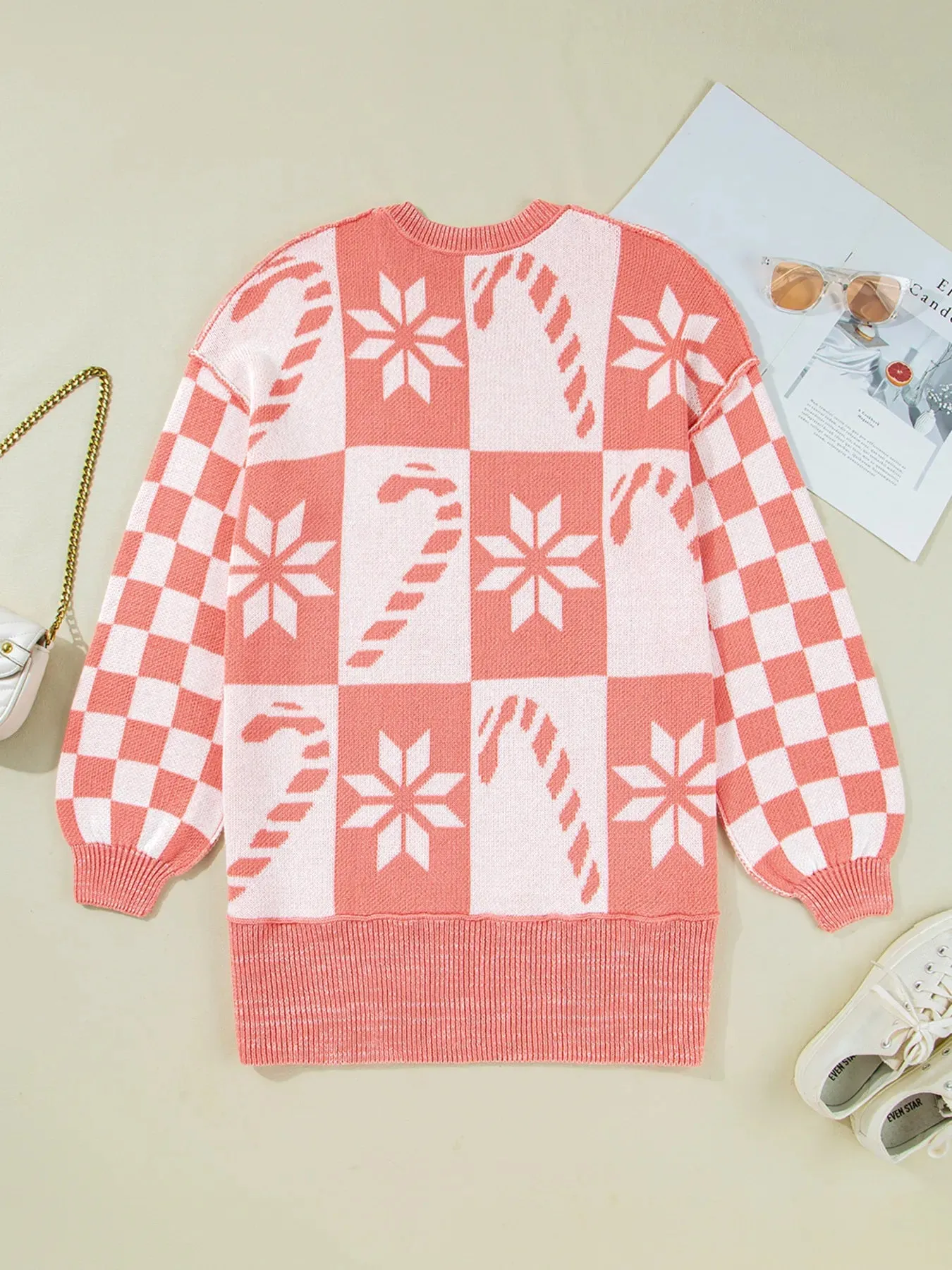 andycane Snowflake Checker Drop Shoulder Sweater sold by Charming Charlie product image thumbnail 3