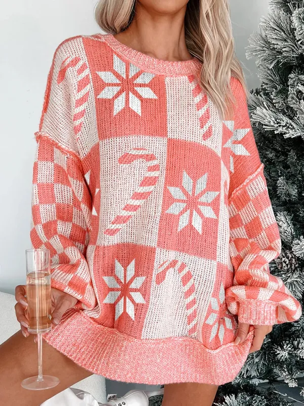 andycane Snowflake Checker Drop Shoulder Sweater sold by Charming Charlie
