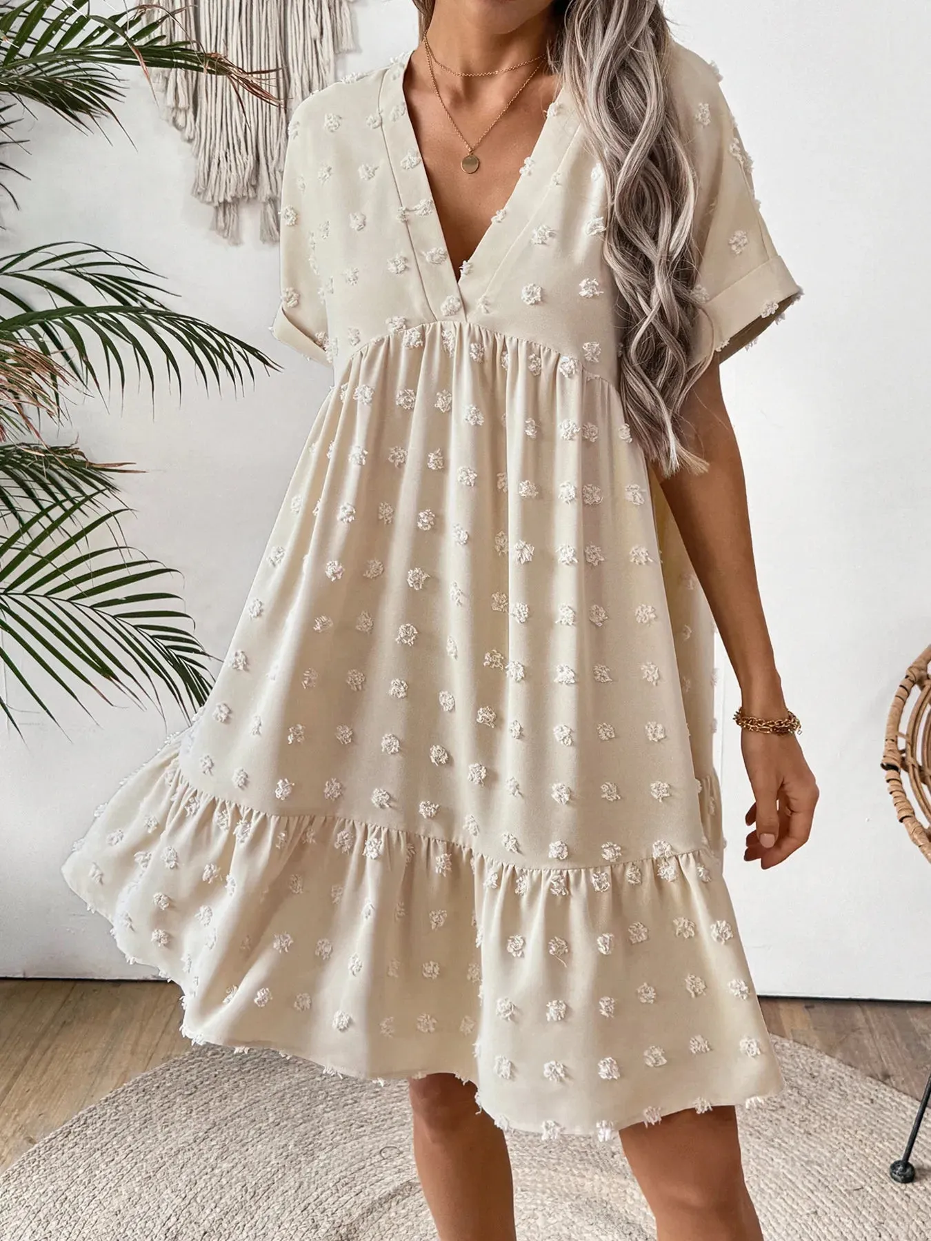 Ruffled Hem Swiss Dot Mini Dress sold by Charming Charlie product image thumbnail 2