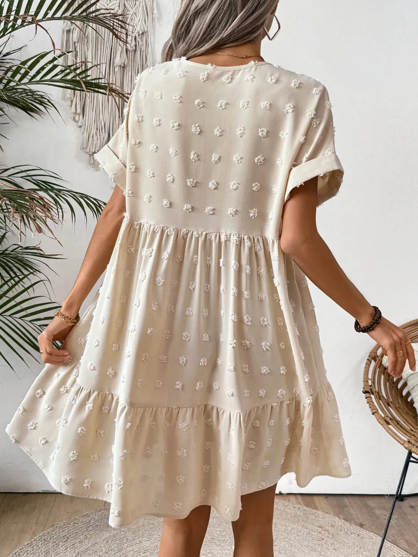 Ruffled Hem Swiss Dot Mini Dress sold by Charming Charlie product image thumbnail 4