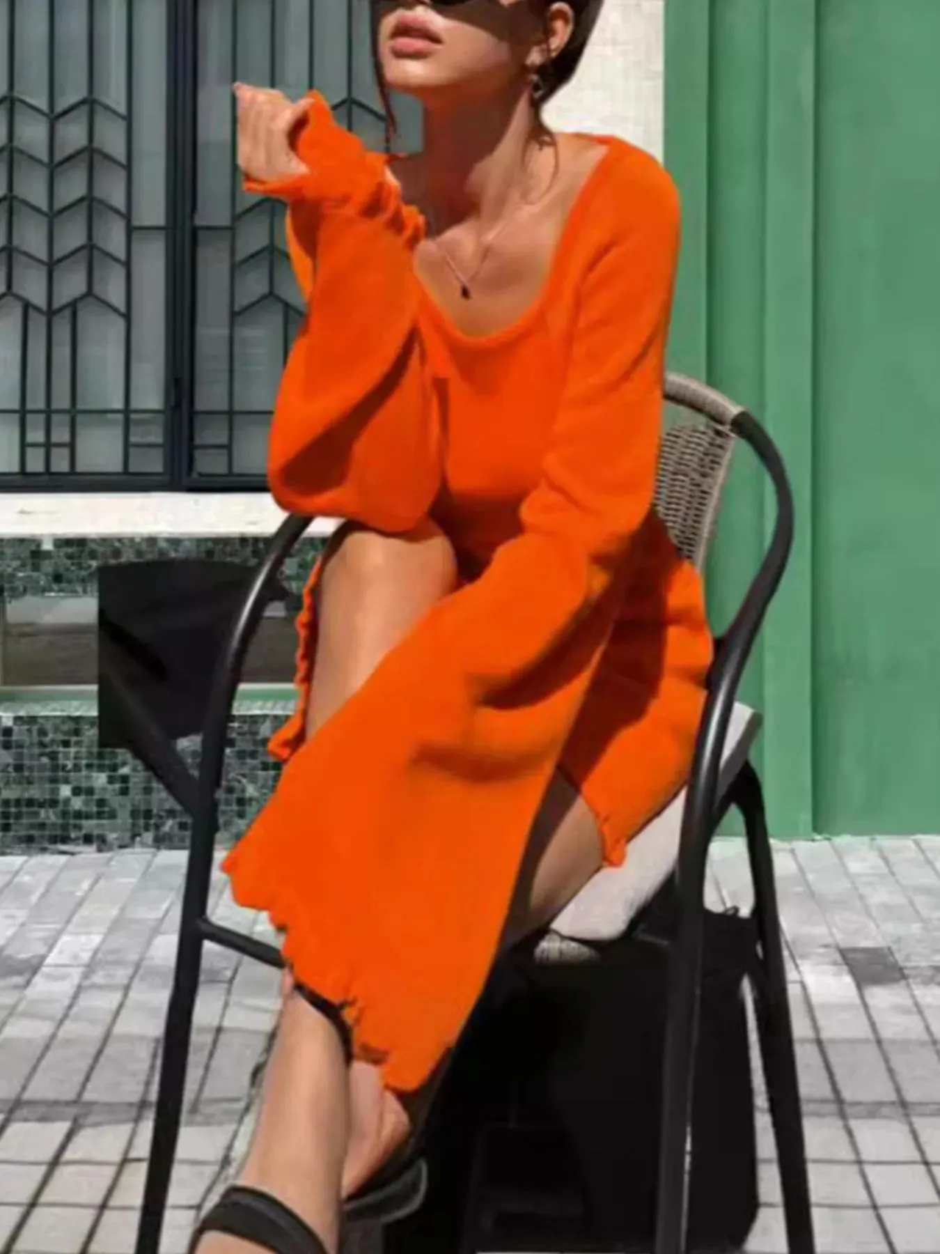 Long Sleeve Backless Sweater Dress sold by Charming Charlie product image thumbnail 2