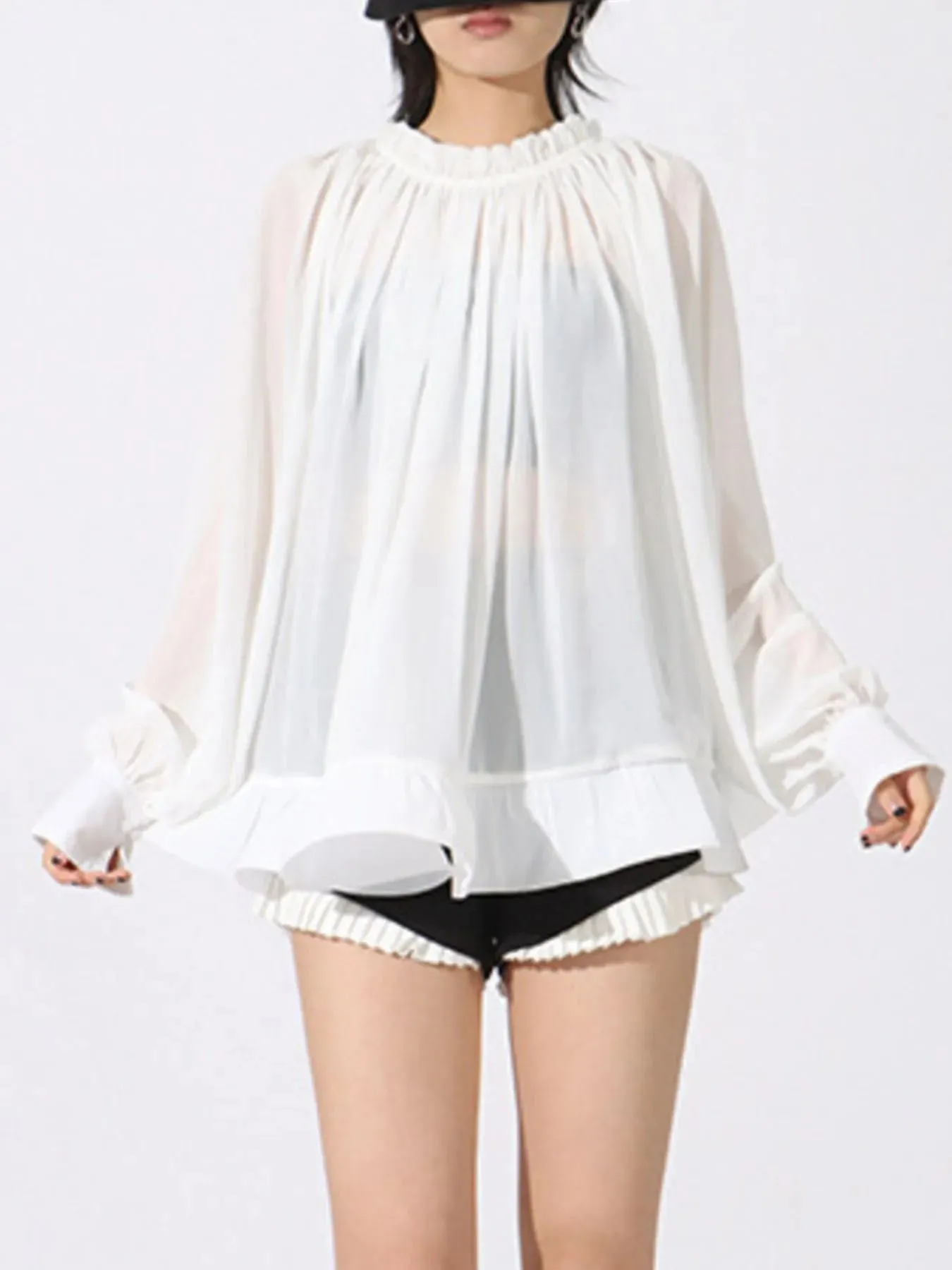 Ruffled Hem Long Sleeve Blouse sold by Charming Charlie product image thumbnail 5
