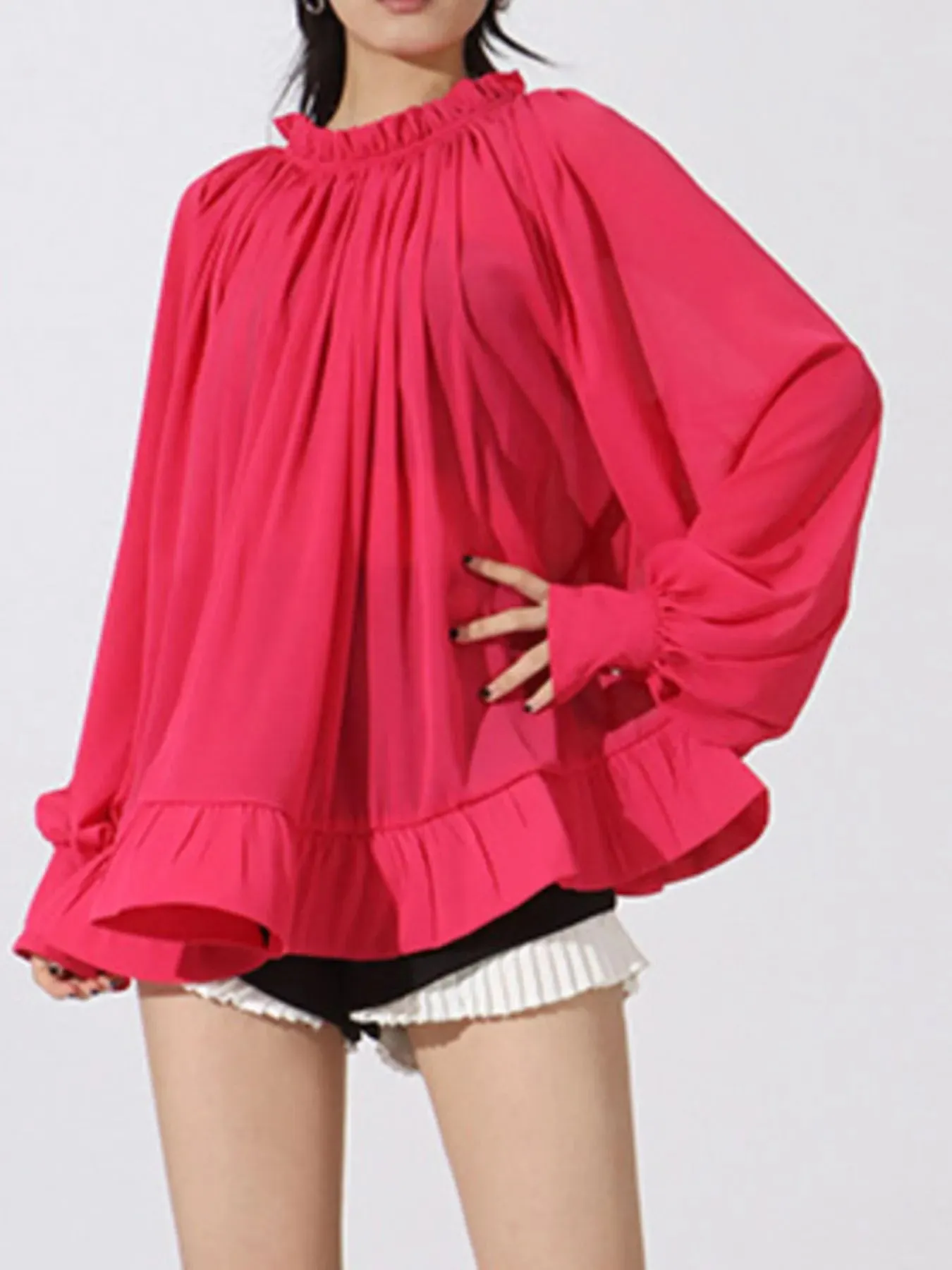 Ruffled Hem Long Sleeve Blouse sold by Charming Charlie product image thumbnail 2