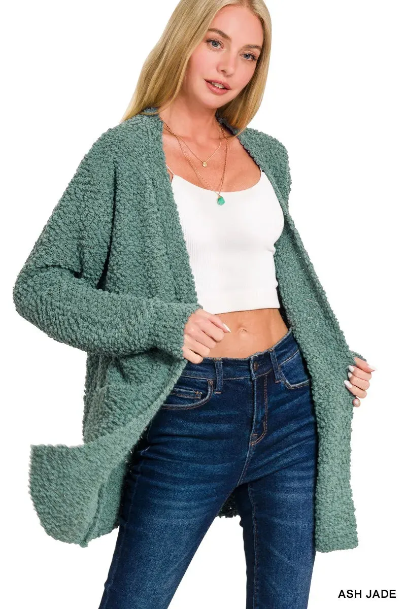 Zenana Long Sleeve Popcorn Sweater Cardigan with Pockets sold by Charming Charlie product image thumbnail 4