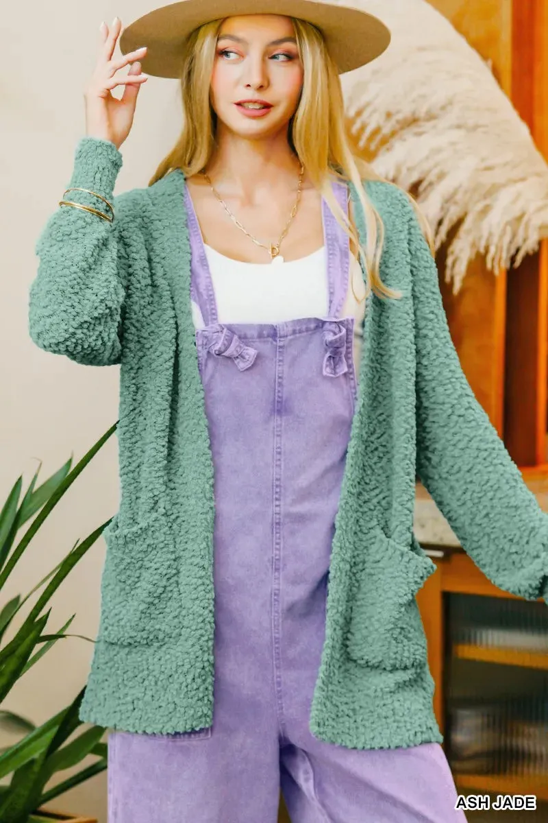 Zenana Long Sleeve Popcorn Sweater Cardigan with Pockets sold by Charming Charlie