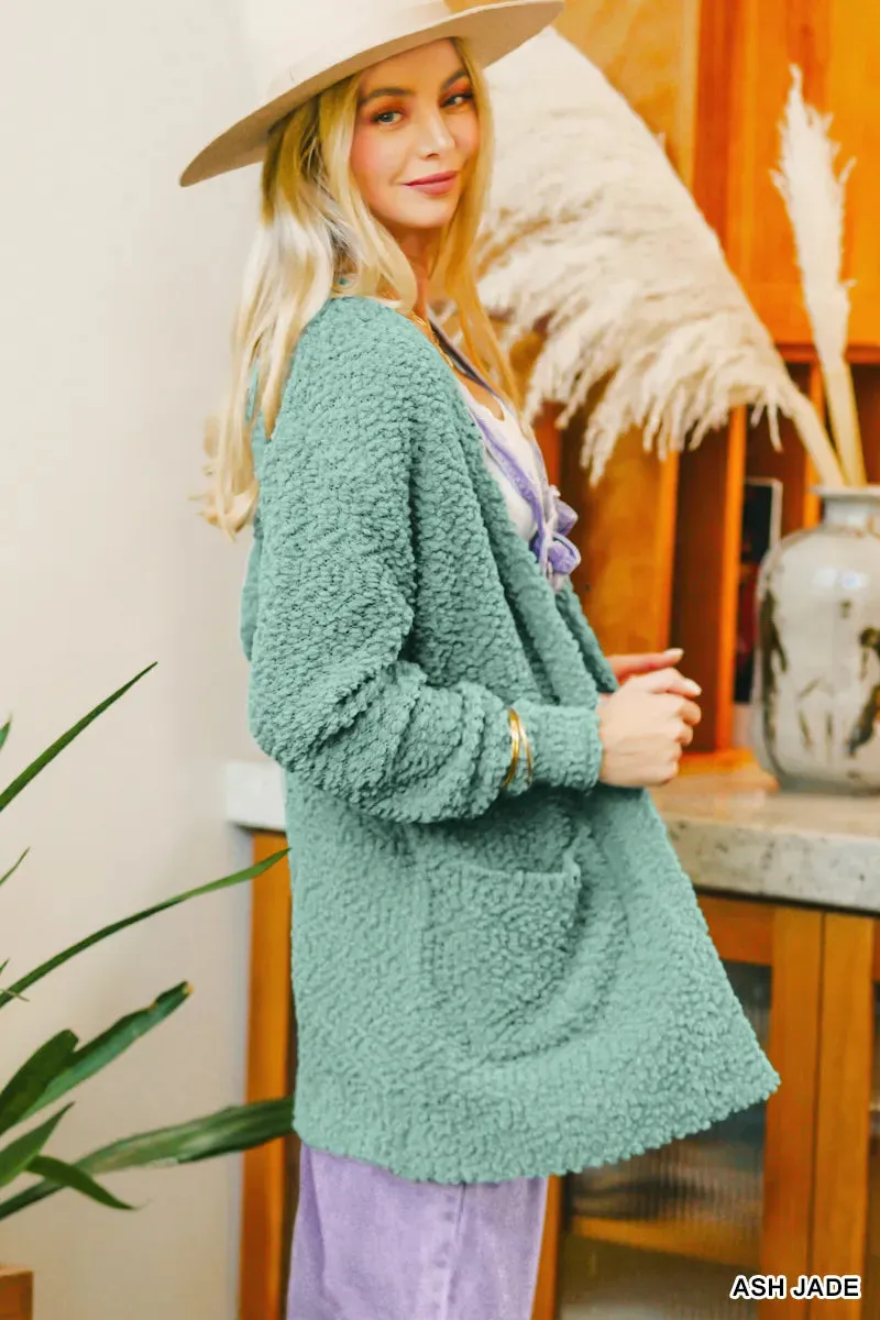 Zenana Long Sleeve Popcorn Sweater Cardigan with Pockets sold by Charming Charlie product image thumbnail 3