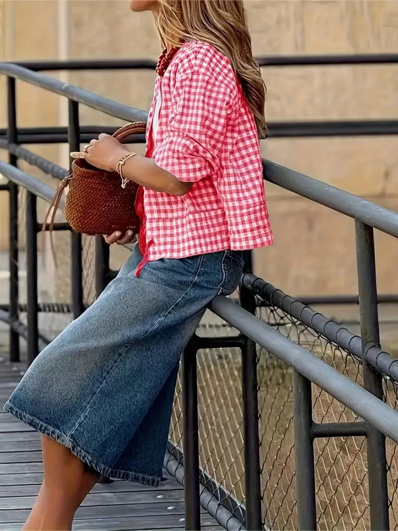 Plaid Zip Up Long Sleeve Jacket sold by Charming Charlie product image thumbnail 2