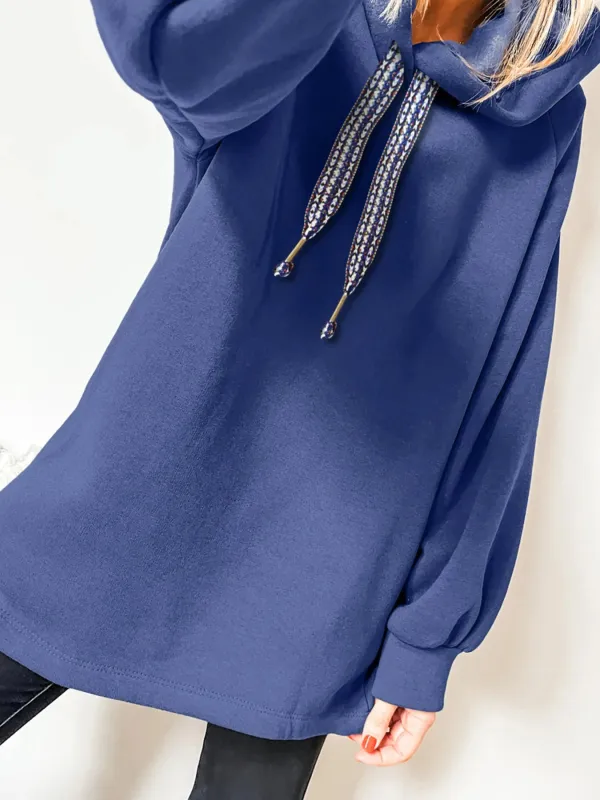 Fleece Lined Adjustable Drawstring Oversize Tunic Hoodie sold by Charming Charlie