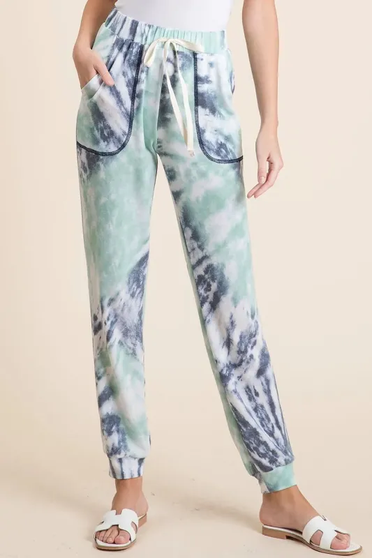 BiBi Tie Dye French Terry Casual Sweat Pants sold by Charming Charlie