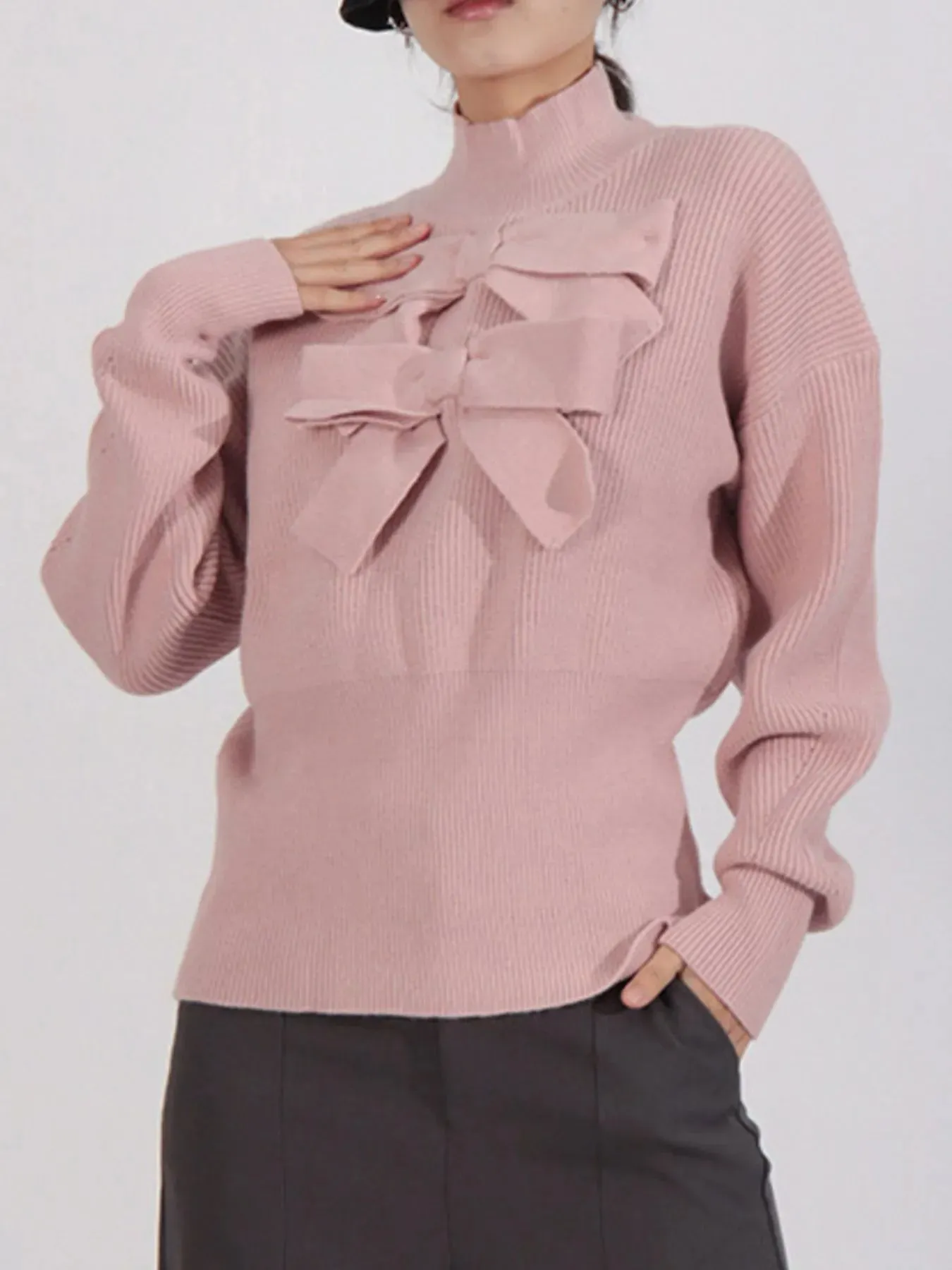 Bow Front Turtleneck Long Sleeve Sweater sold by Charming Charlie product image thumbnail 4