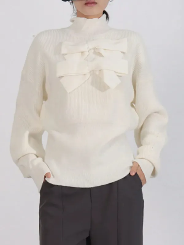 Bow Front Turtleneck Long Sleeve Sweater sold by Charming Charlie