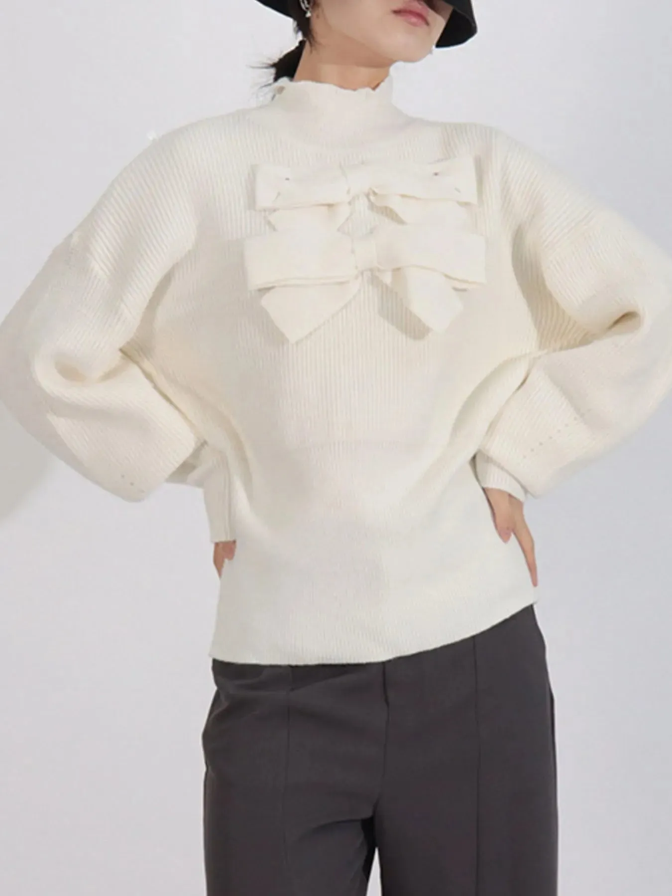 Bow Front Turtleneck Long Sleeve Sweater sold by Charming Charlie product image thumbnail 2