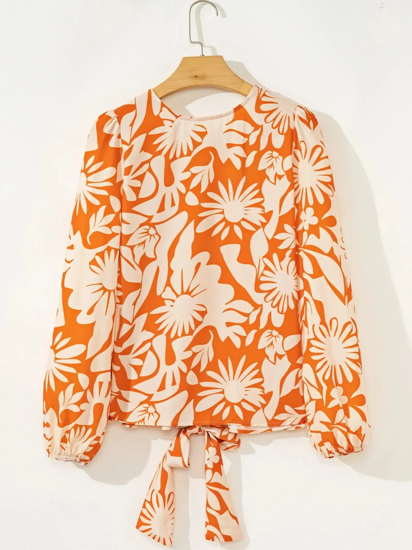 Printed Tie Back Balloon Sleeve Blouse sold by Charming Charlie product image thumbnail 4