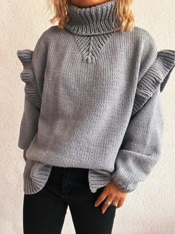 Ruffled Turtleneck Long Sleeve Sweater sold by Charming Charlie