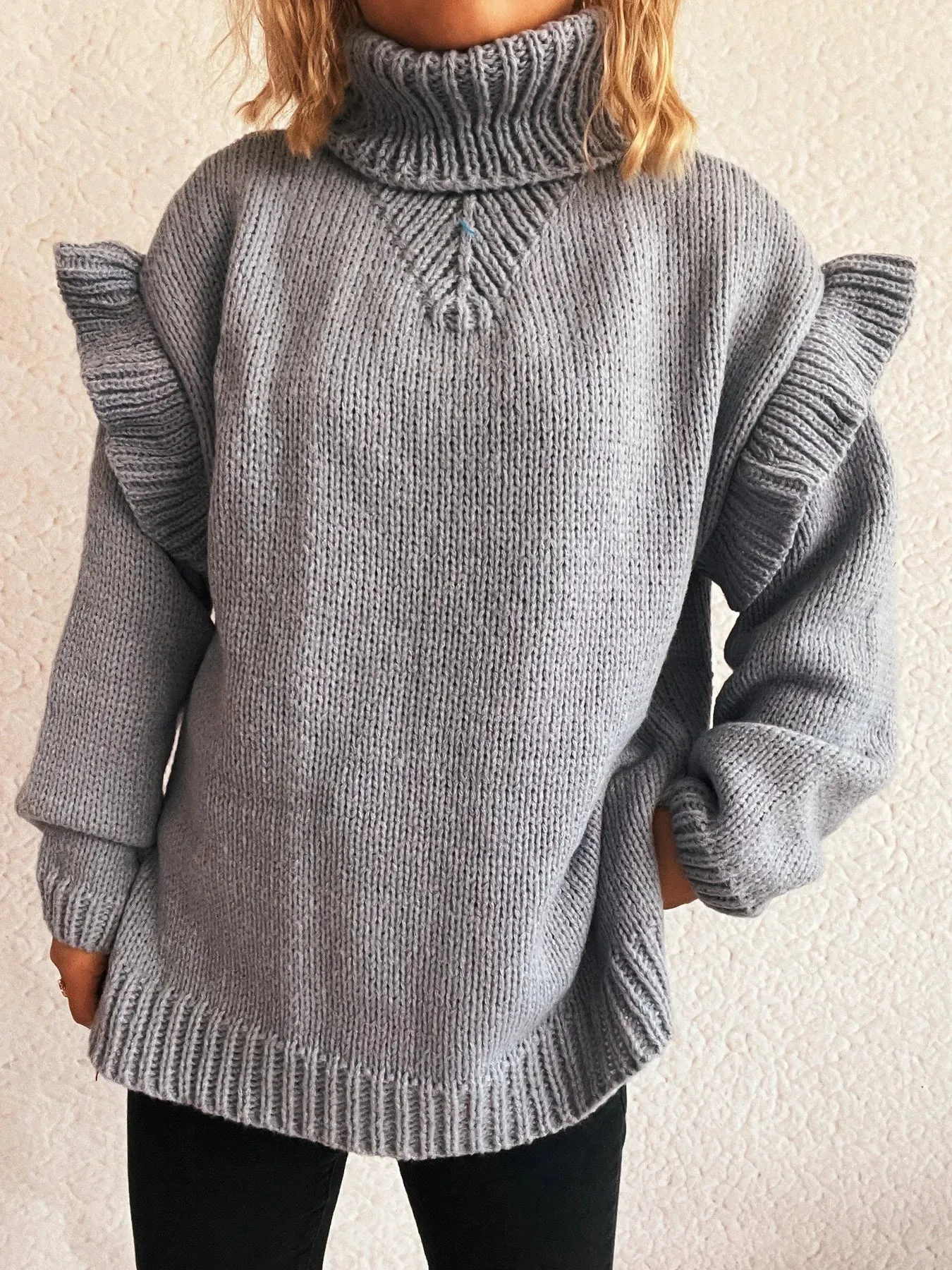 Ruffled Turtleneck Long Sleeve Sweater sold by Charming Charlie product image thumbnail 5