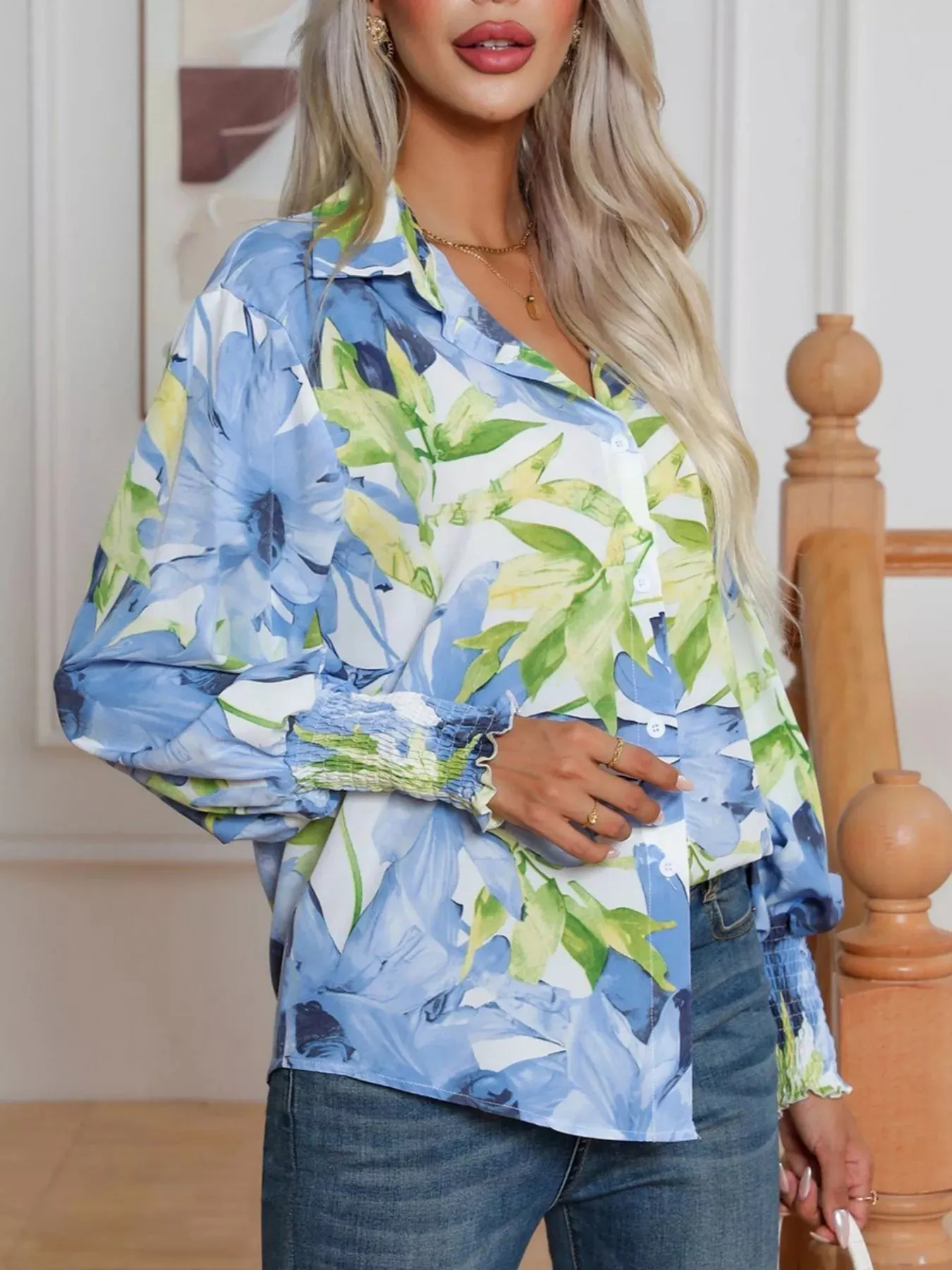 Printed Button Up Long Sleeve Shirt sold by Charming Charlie product image thumbnail 2