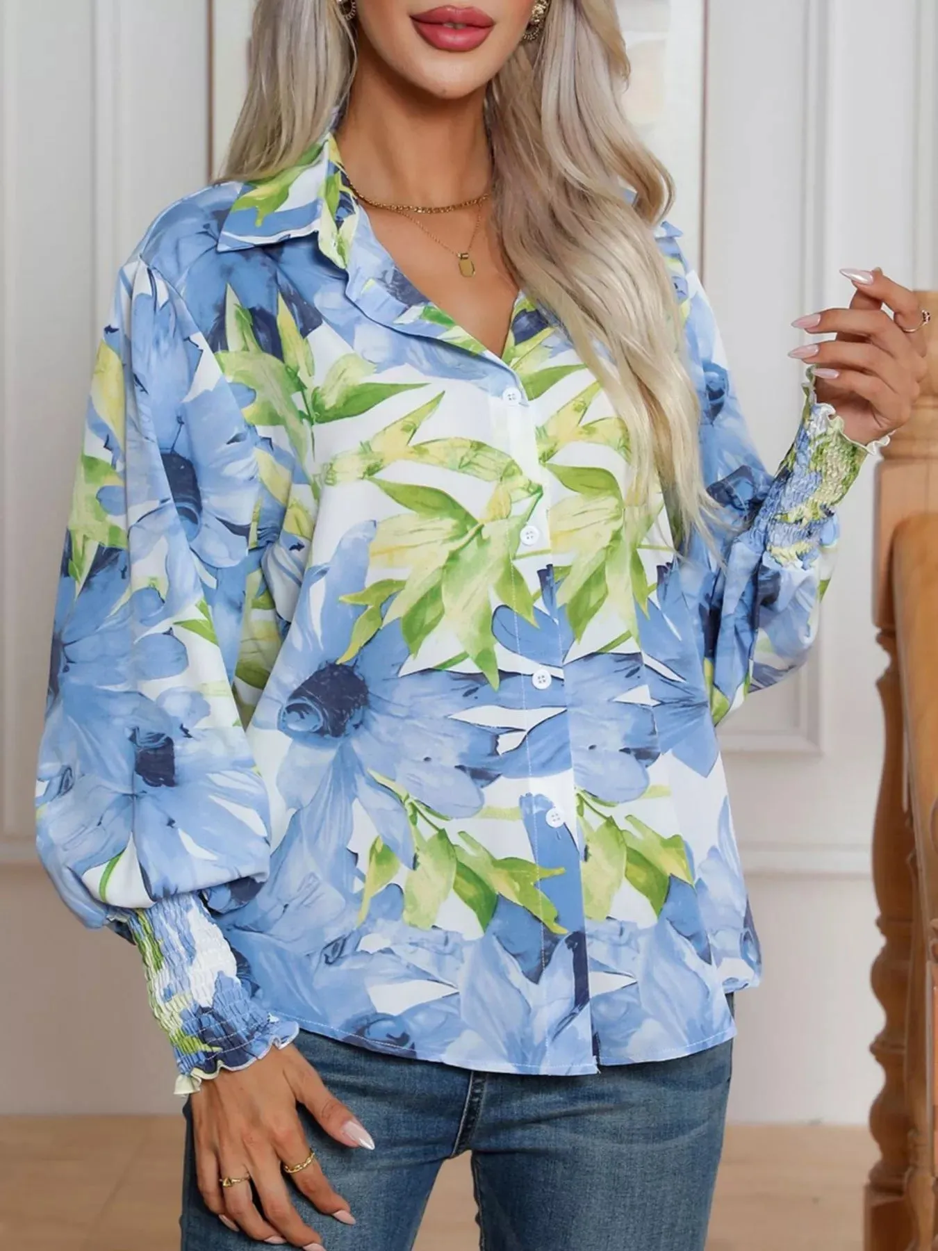 Printed Button Up Long Sleeve Shirt sold by Charming Charlie product image thumbnail 3