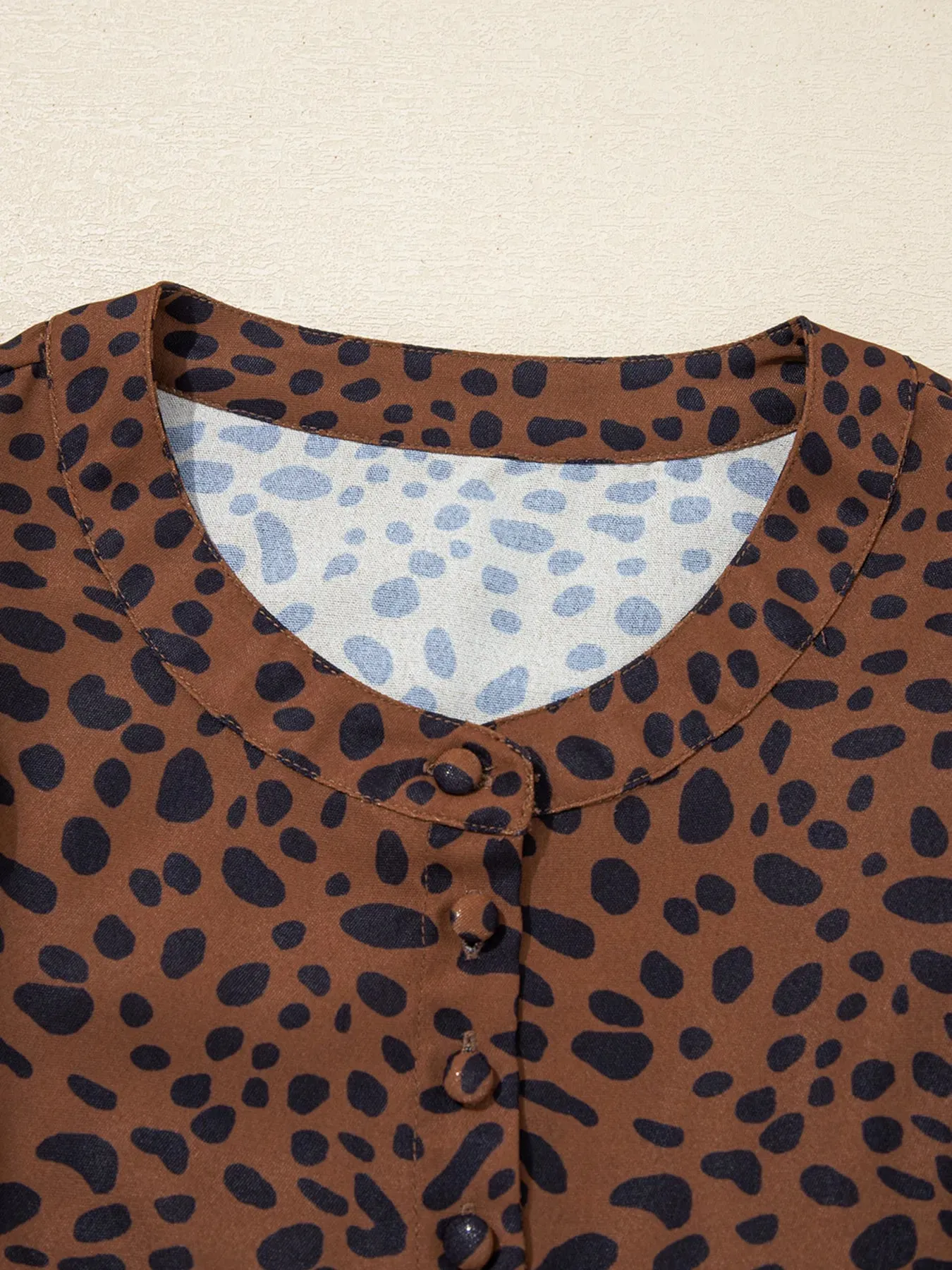 Leopard Print Ruffled Puff Sleeve Blouse sold by Charming Charlie product image thumbnail 4