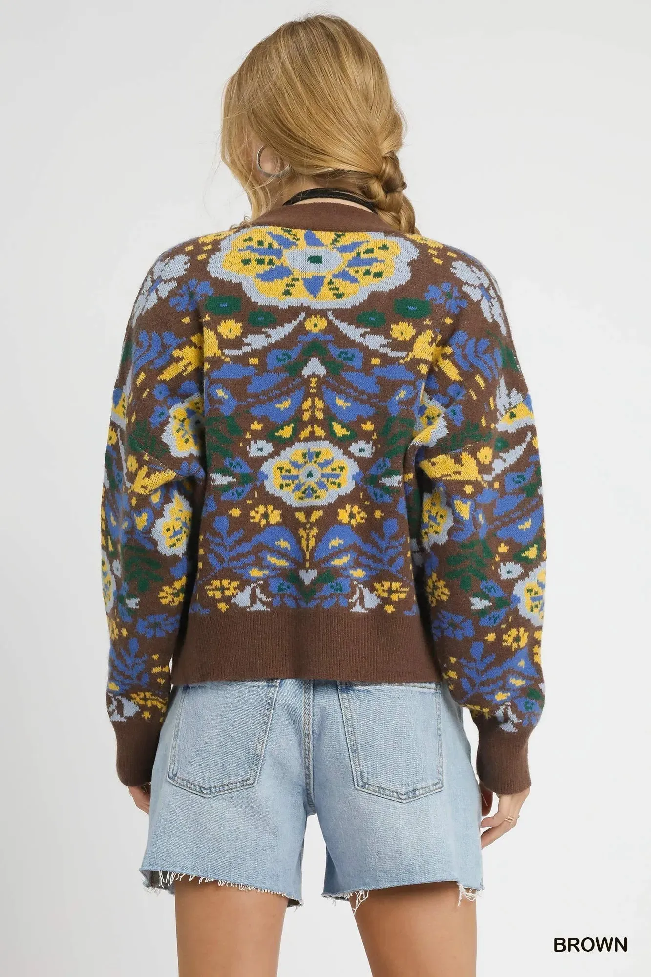 Umgee Floral Knit Button-Up Cardigan sold by Charming Charlie product image thumbnail 5