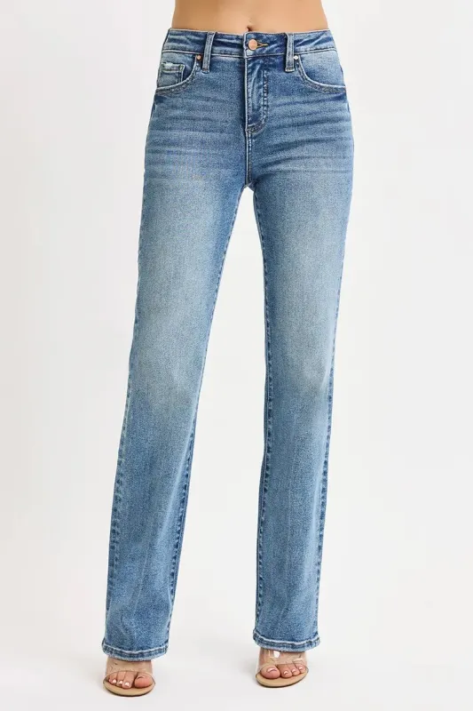 RISEN Full Size Tummy Control High Rise Straight Jeans Plus Size sold by Charming Charlie