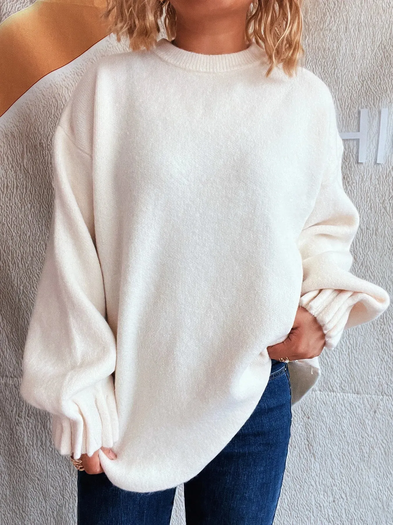Round Neck Dropped Shoulder Sweater sold by Charming Charlie product image thumbnail 2