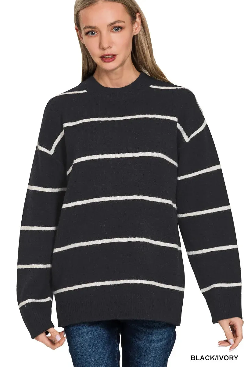 Zenana Round Neck Stripe Sweater sold by Charming Charlie