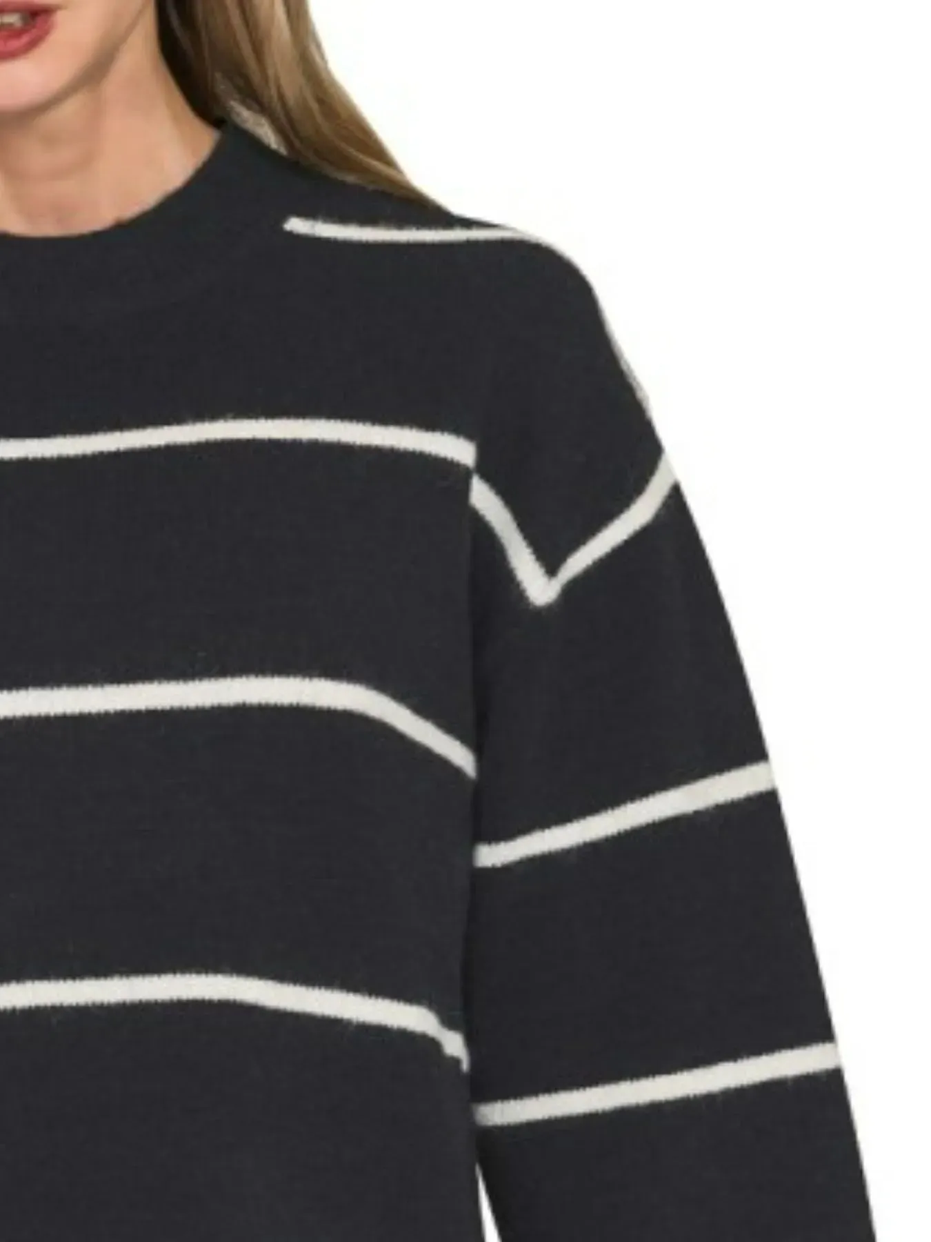 Zenana Round Neck Stripe Sweater sold by Charming Charlie product image thumbnail 2
