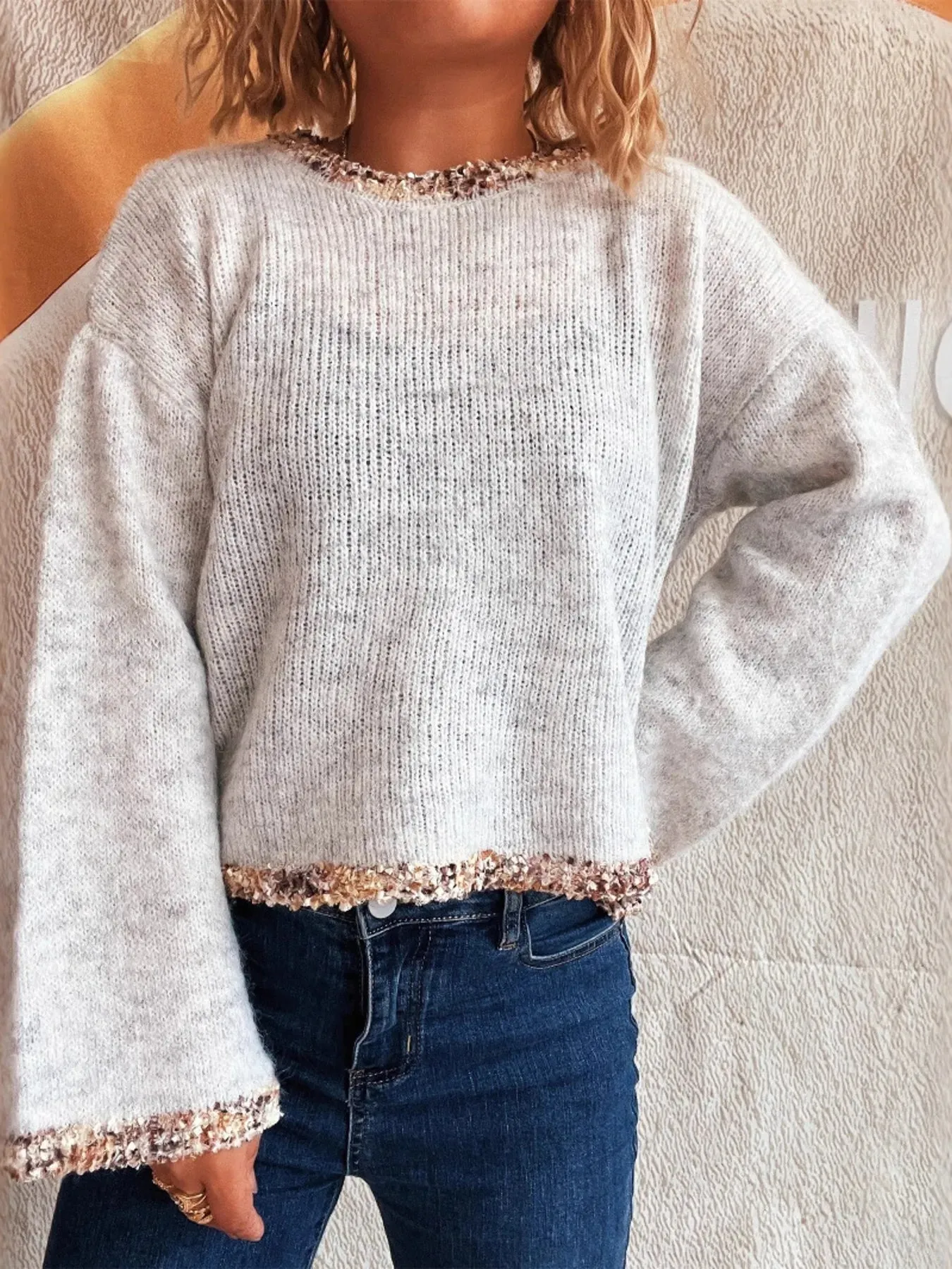 Round Neck Cropped Sweater sold by Charming Charlie product image thumbnail 3