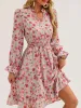 Floral Print Flounce Sleeve Ruffle Hem Dress sold by Charming Charlie