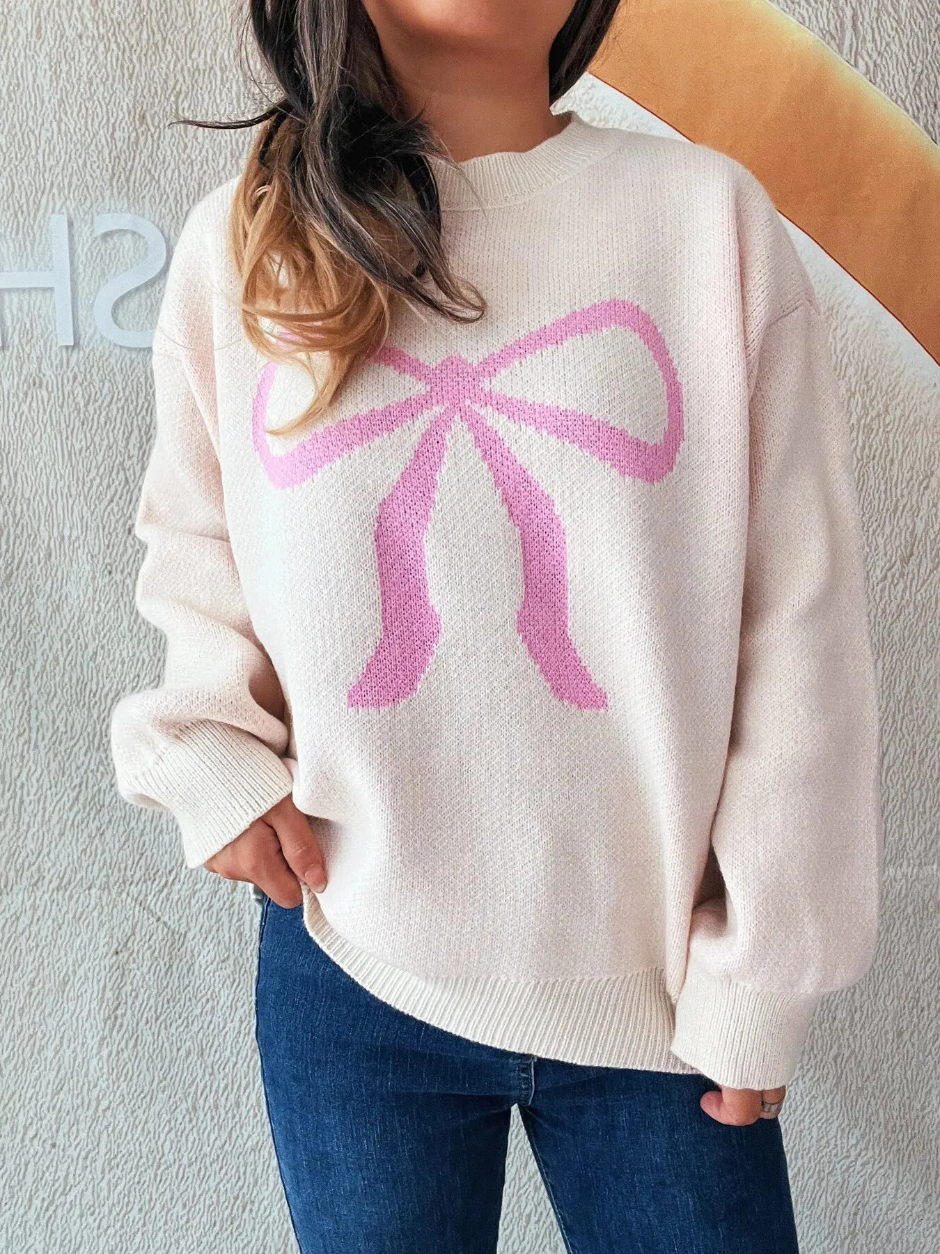Bow Pattern Casual Long Sleeve Sweater sold by Charming Charlie