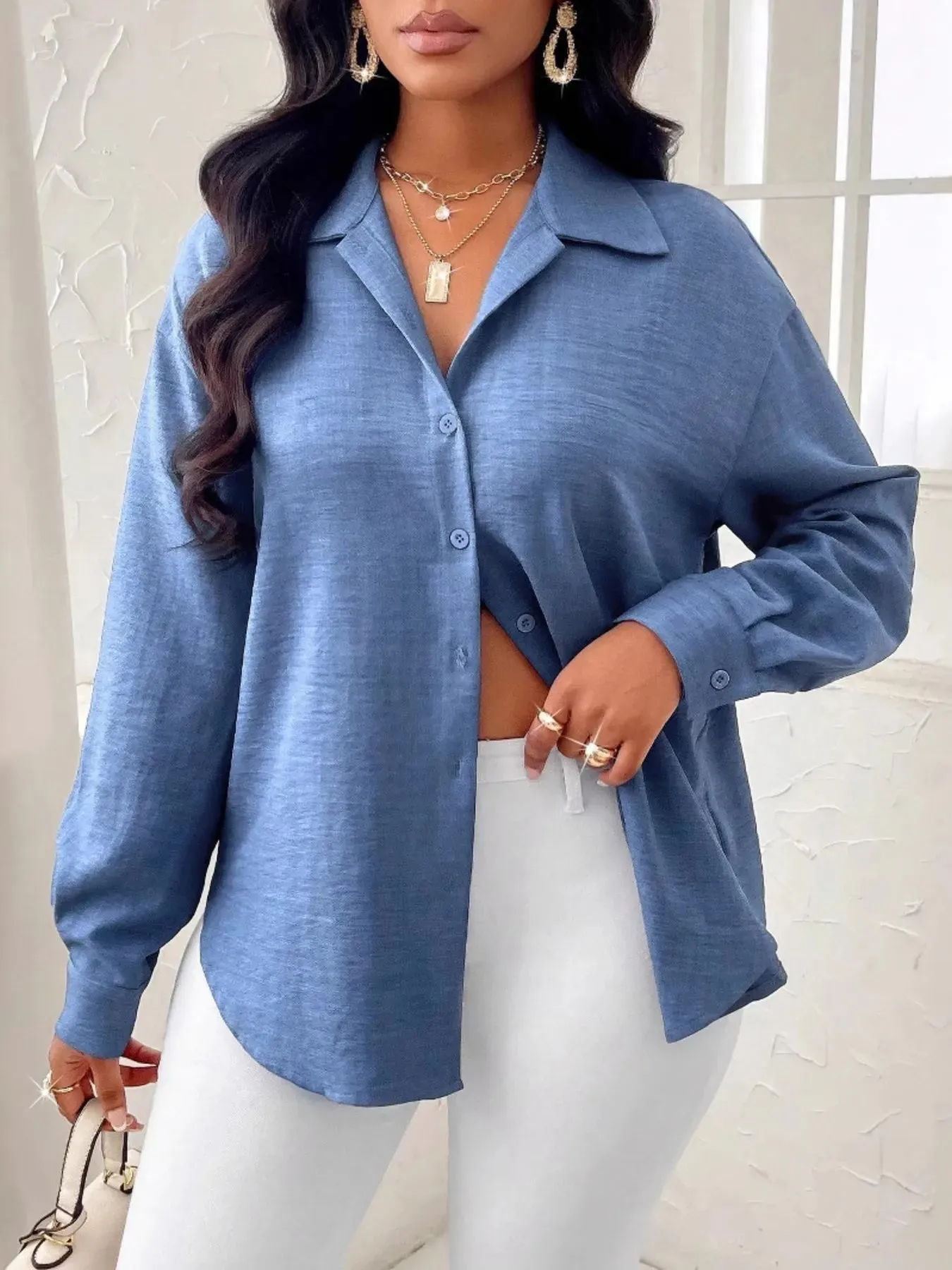 Collared Long Sleeve Blouse sold by Charming Charlie product image thumbnail 3