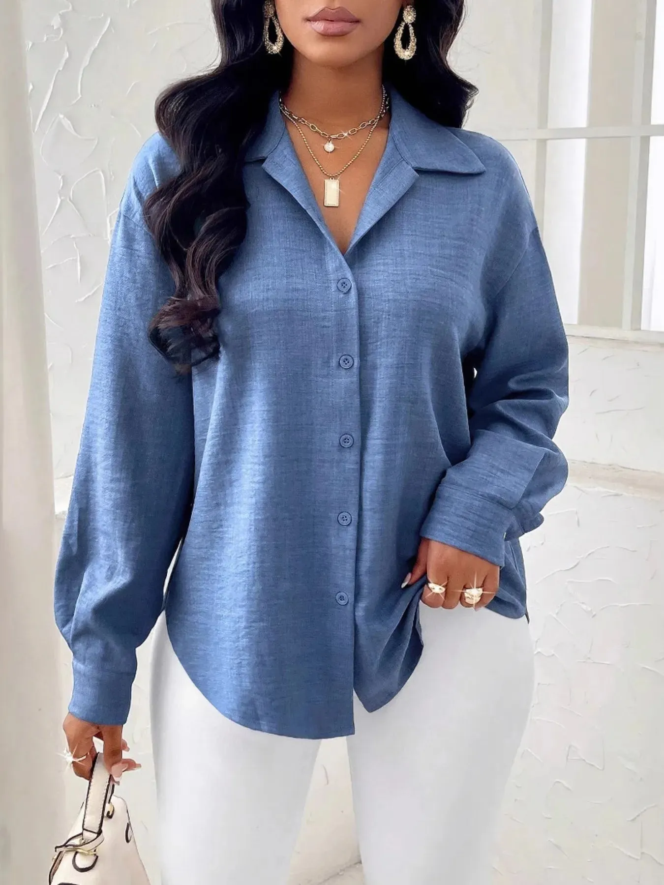 Collared Long Sleeve Blouse sold by Charming Charlie product image thumbnail 4