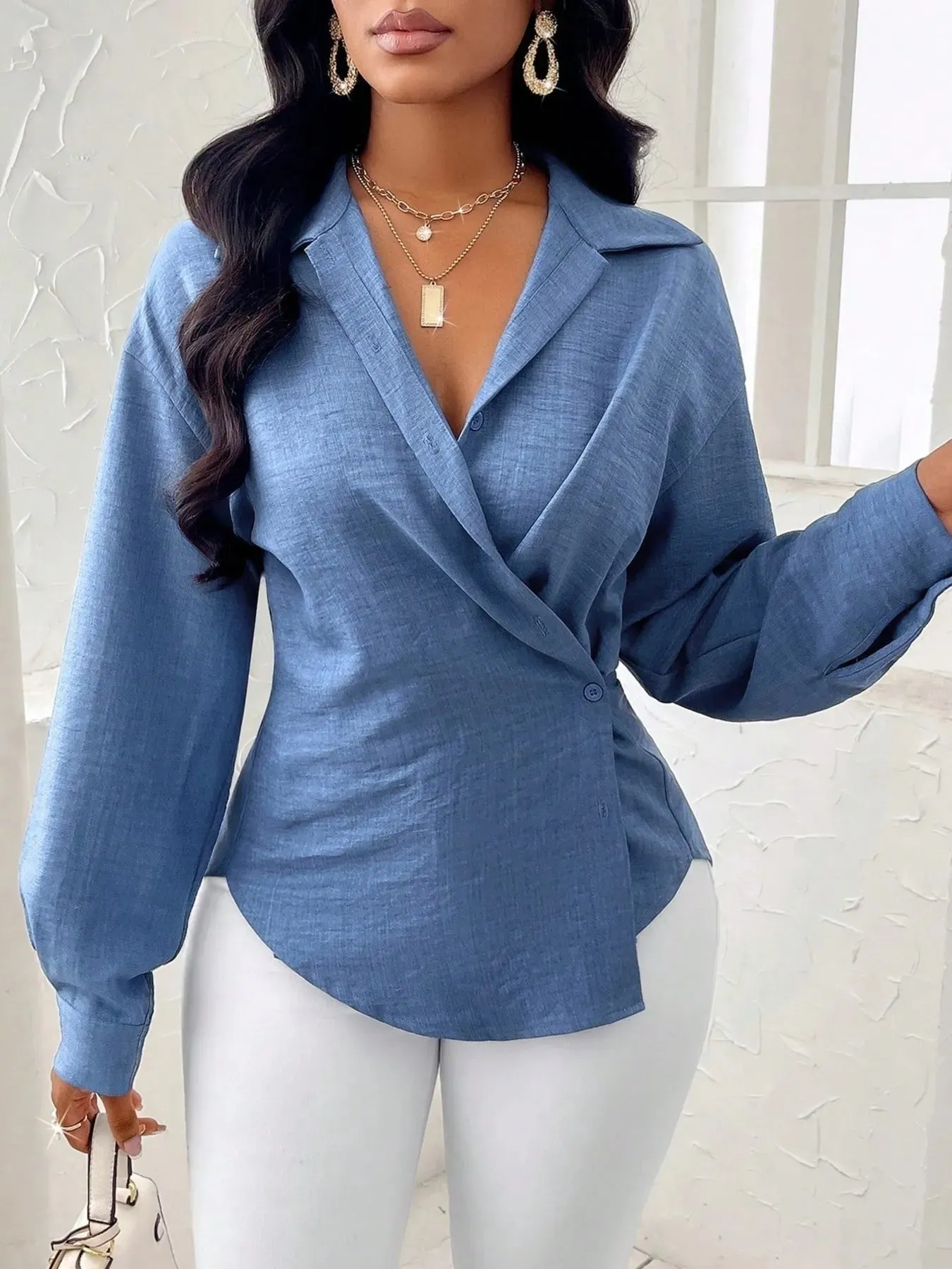 Collared Long Sleeve Blouse sold by Charming Charlie product image thumbnail 5