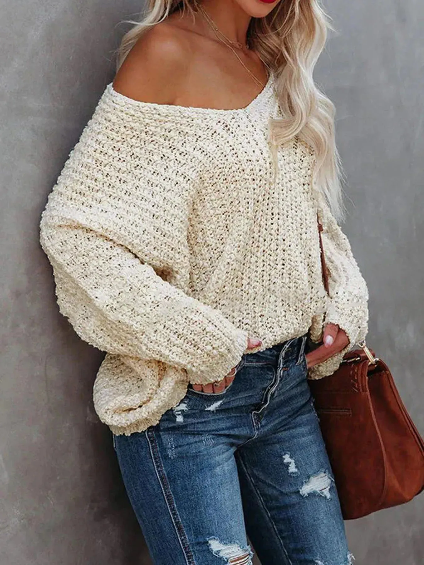 V-Neck Long Sleeve Sweater sold by Charming Charlie product image thumbnail 2
