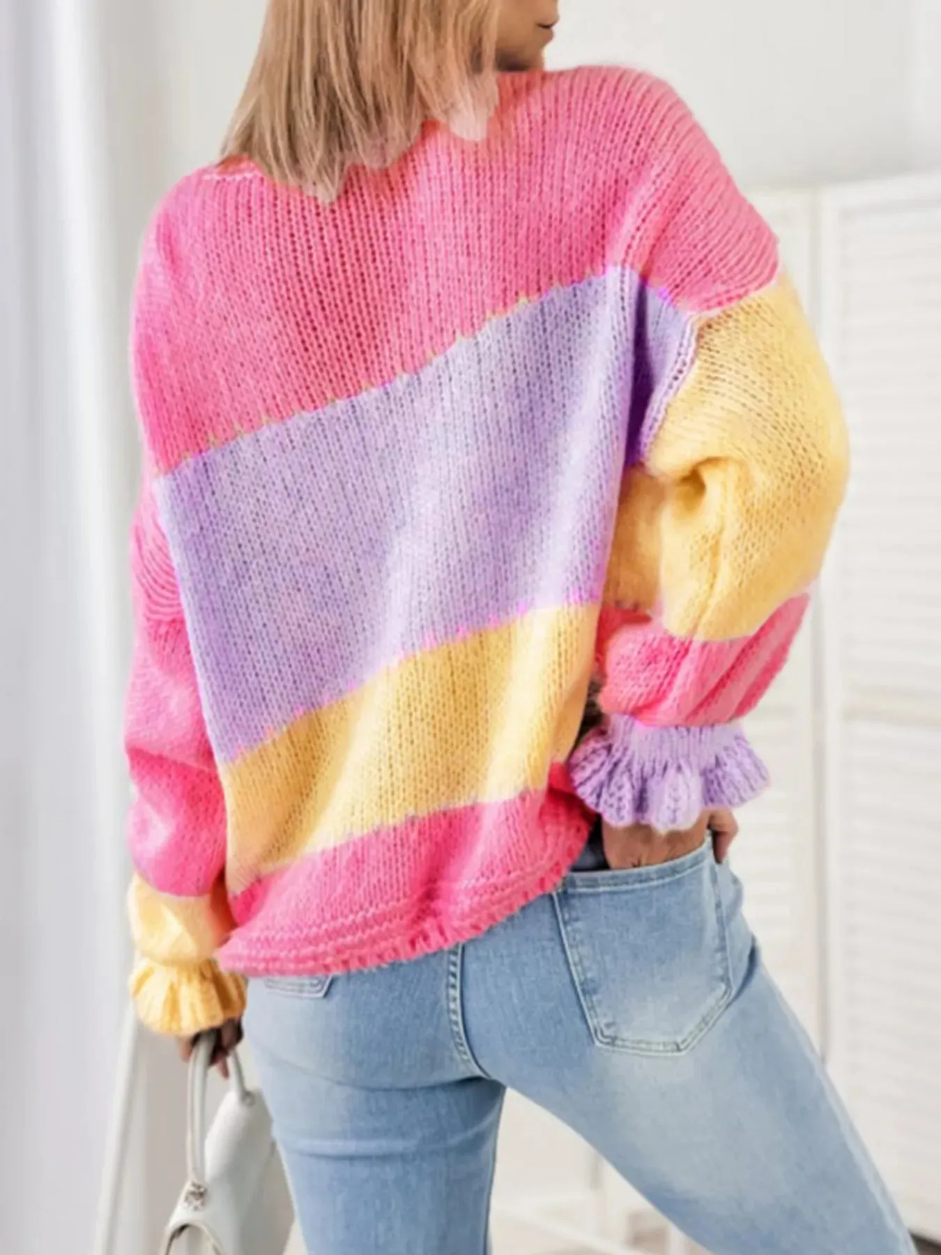 Color Block V-Neck Cardigan sold by Charming Charlie product image thumbnail 2