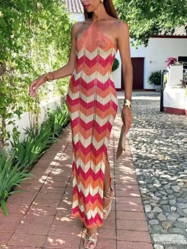 Chevron Pattern Halter Neck Sweater Dress sold by Charming Charlie