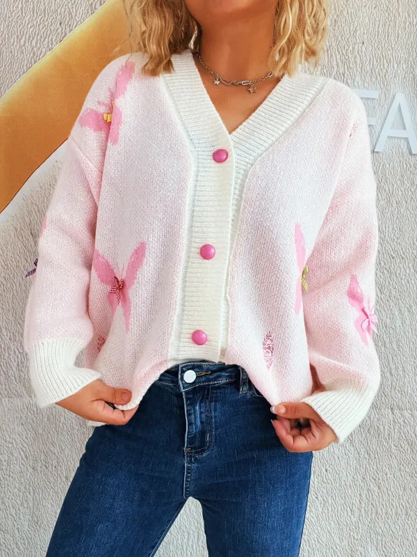 Butterfly Button Up Long Sleeve Cardigan sold by Charming Charlie