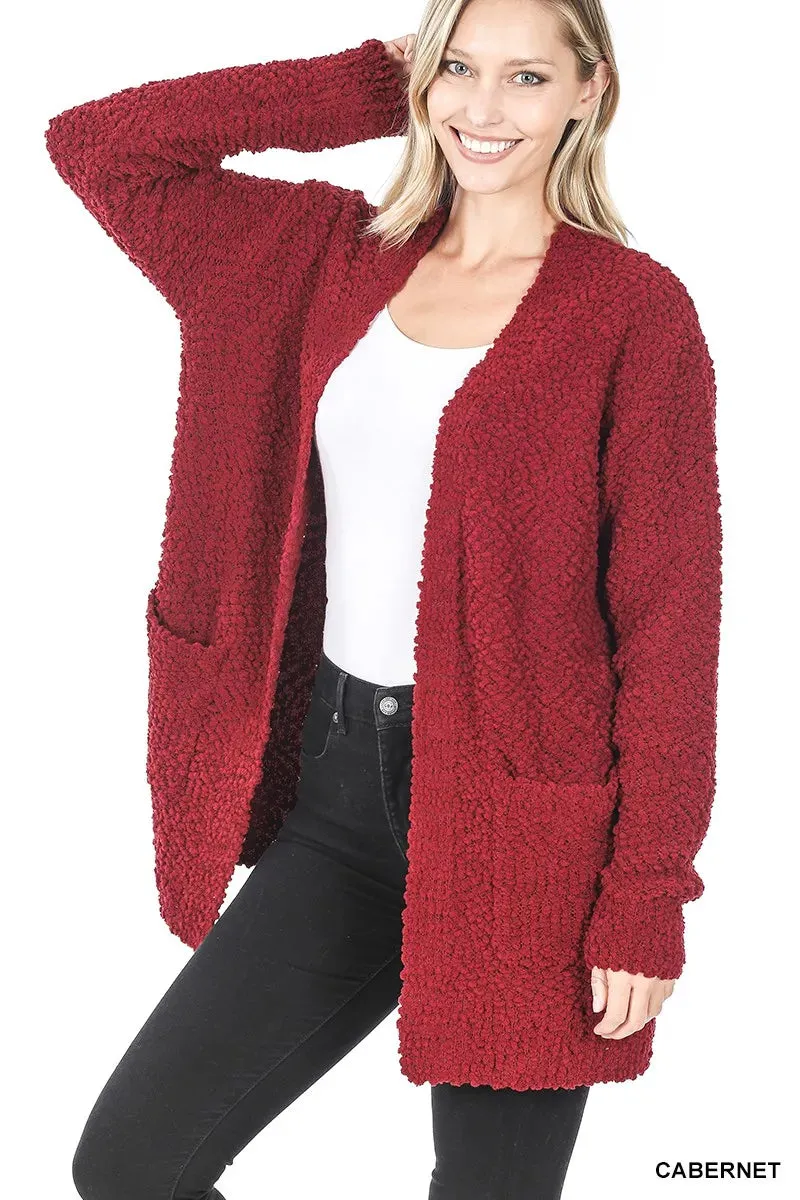 Zenana Long Sleeve Popcorn Sweater Cardigan with Pockets sold by Charming Charlie