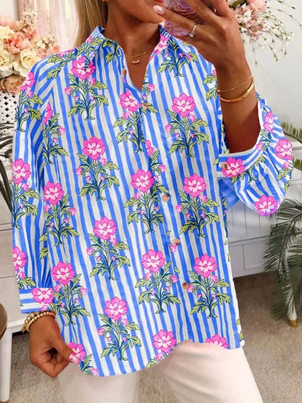 Floral Striped Button-Down Shirt sold by Charming Charlie