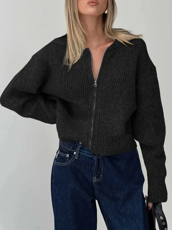 Zip Up Long Sleeve Cardigan sold by Charming Charlie