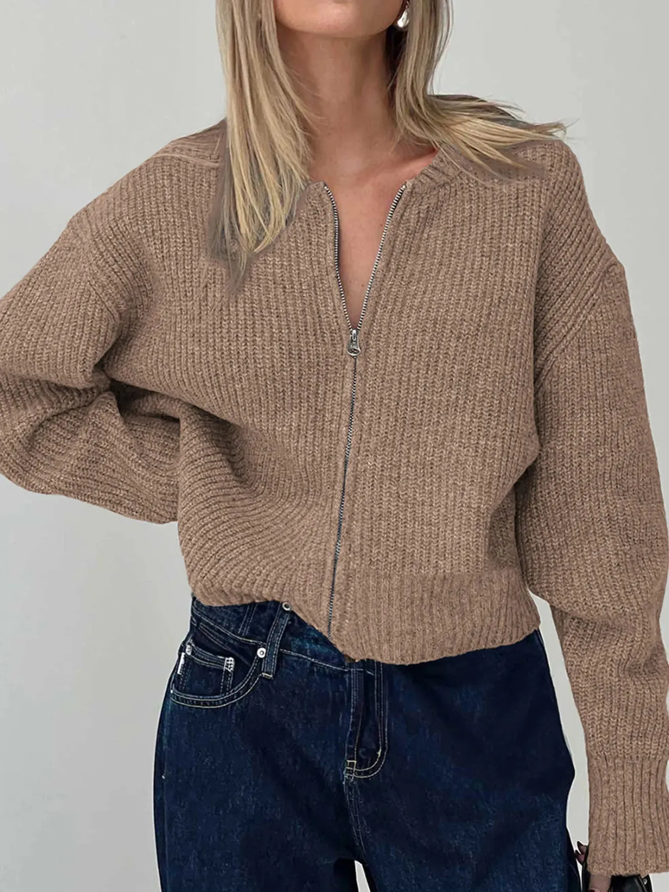 Zip Up Long Sleeve Cardigan sold by Charming Charlie product image thumbnail 5