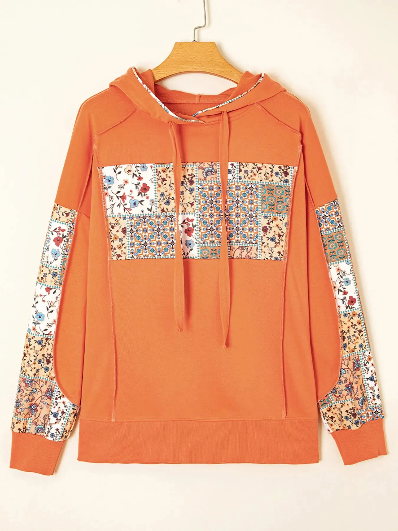 Floral Patchwork Hoodie with Drawstring sold by Charming Charlie product image thumbnail 2